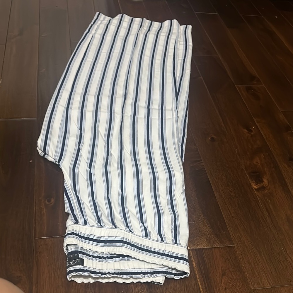 LOFT White and Blue Wide Leg Pants